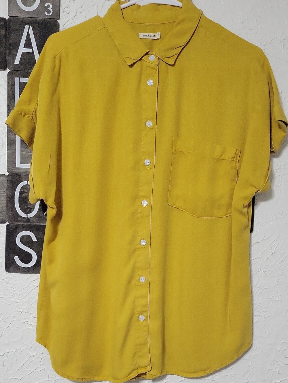 Sneak Peek Mustard Short-Sleeve Button-Down Shirt